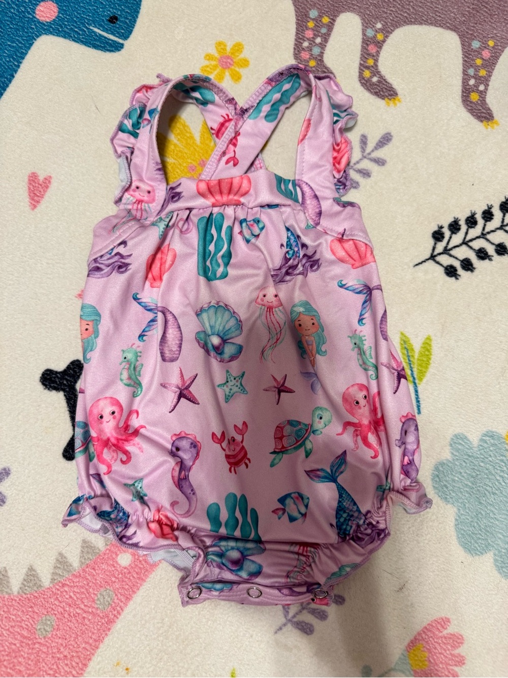 Baby Girls' Lavender Mermaid & Sea Life One-Piece Bodysuit